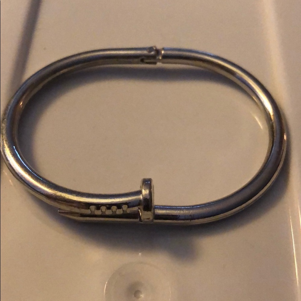 Designer look silver screw bracelet